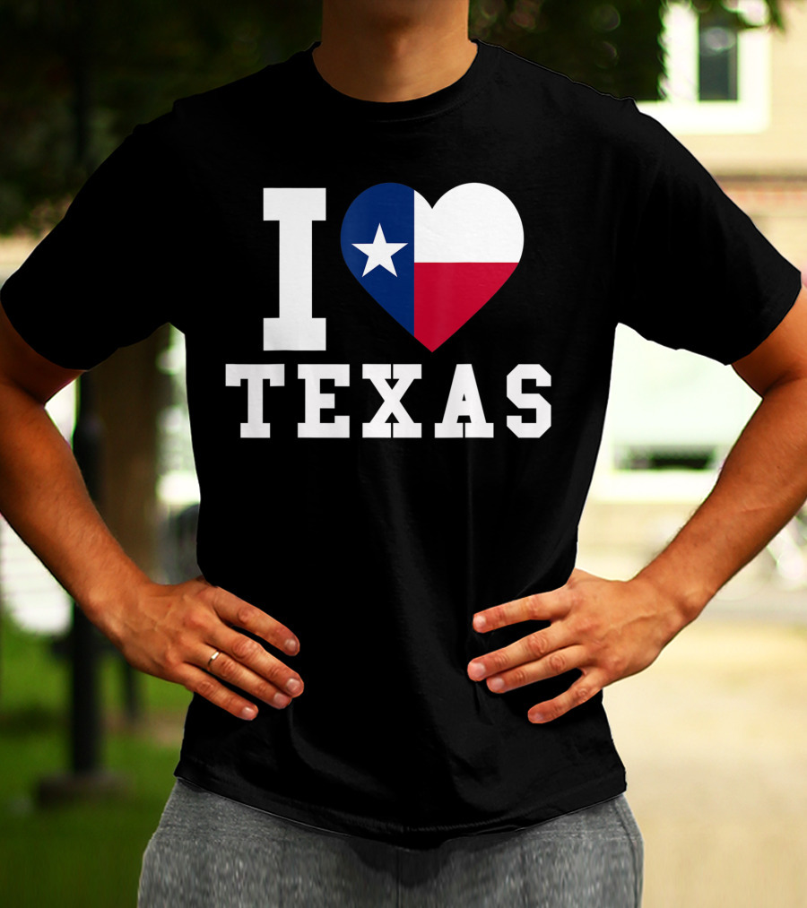 I Love Texas Heart Lone Star Flag T-Shirt