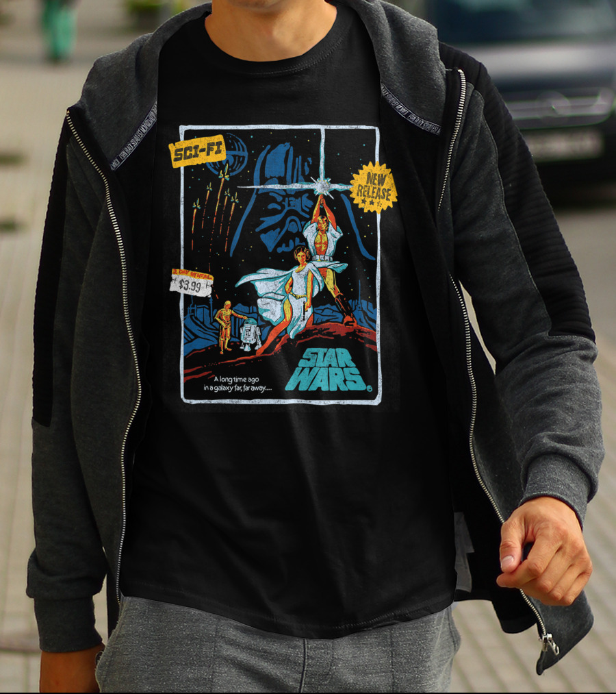 Star Wars Episode Four Luke Skywalker New Release $3.99 Vintage Sci-Fi VHS Cover T-Shirt
