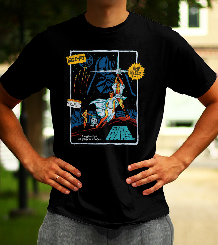 Star Wars Episode Four Luke Skywalker New Release $3.99 Vintage Sci-Fi VHS Cover T-Shirt