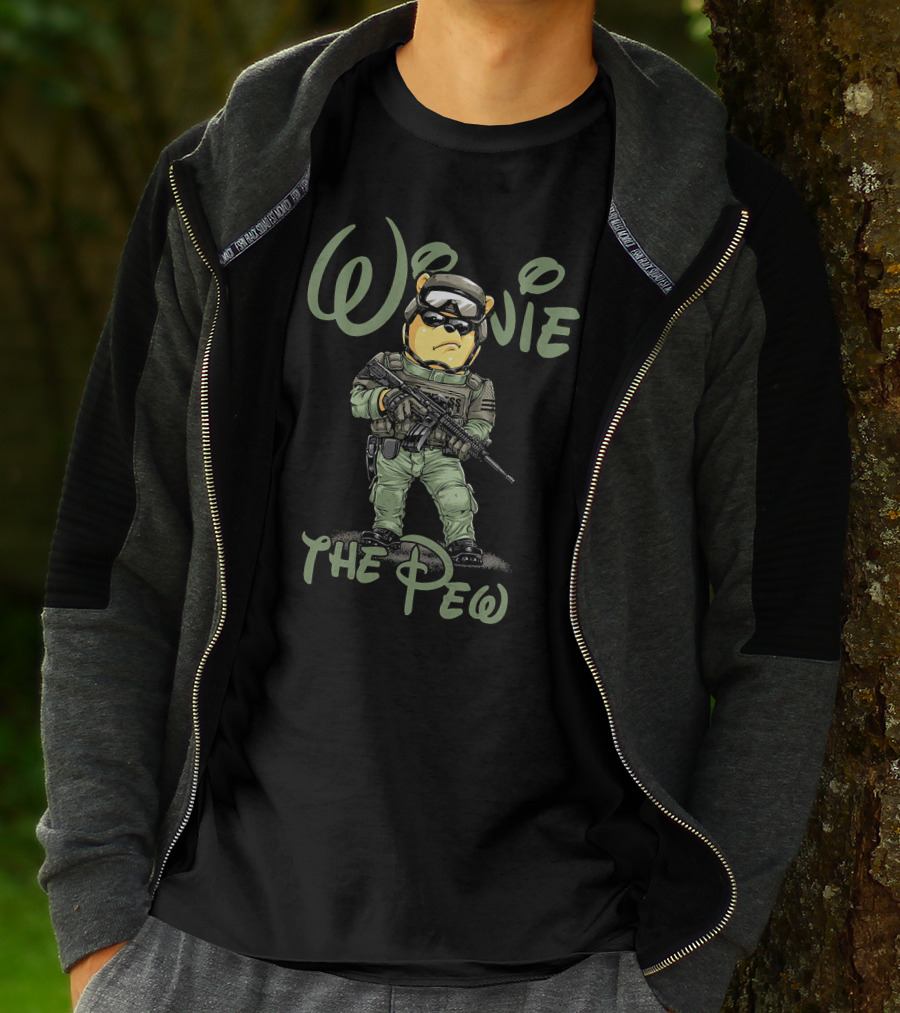 Winnie The Pew Tactical Bear With Sunglasses And Rifle T-Shirt