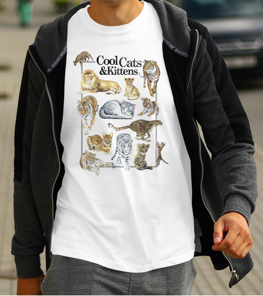 Cool Cats And Kittens Large Feline Collection Featuring Lions Tigers Cheetahs Lynx T-Shirt