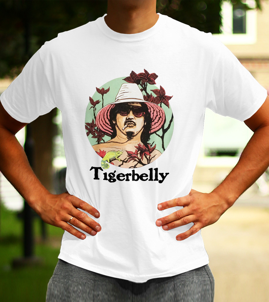 Tigerbelly Tropical Hat Person Surrounded By Flowers And Lizard T-Shirt