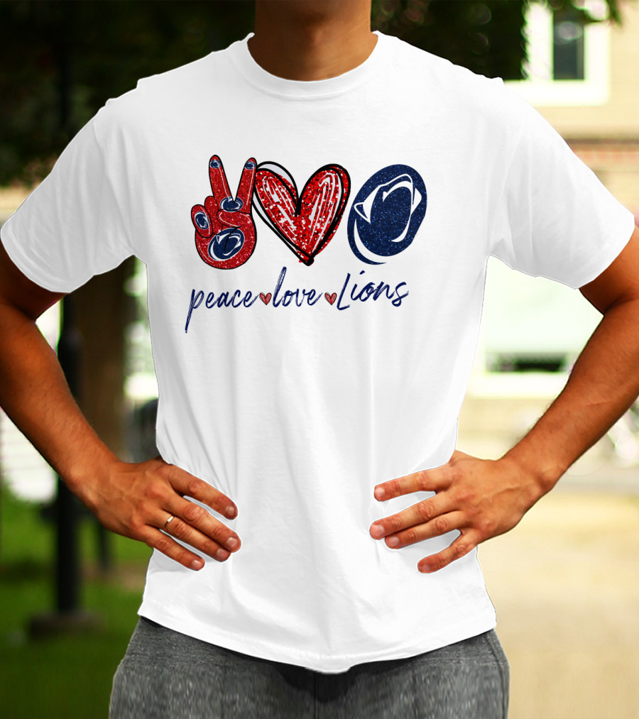 Peace Love Lions Penn State Blue And White T-Shirt