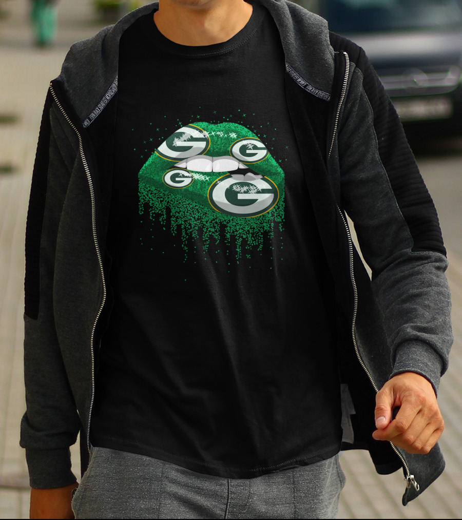 Green Bay Packers Glitter Lips T-Shirt