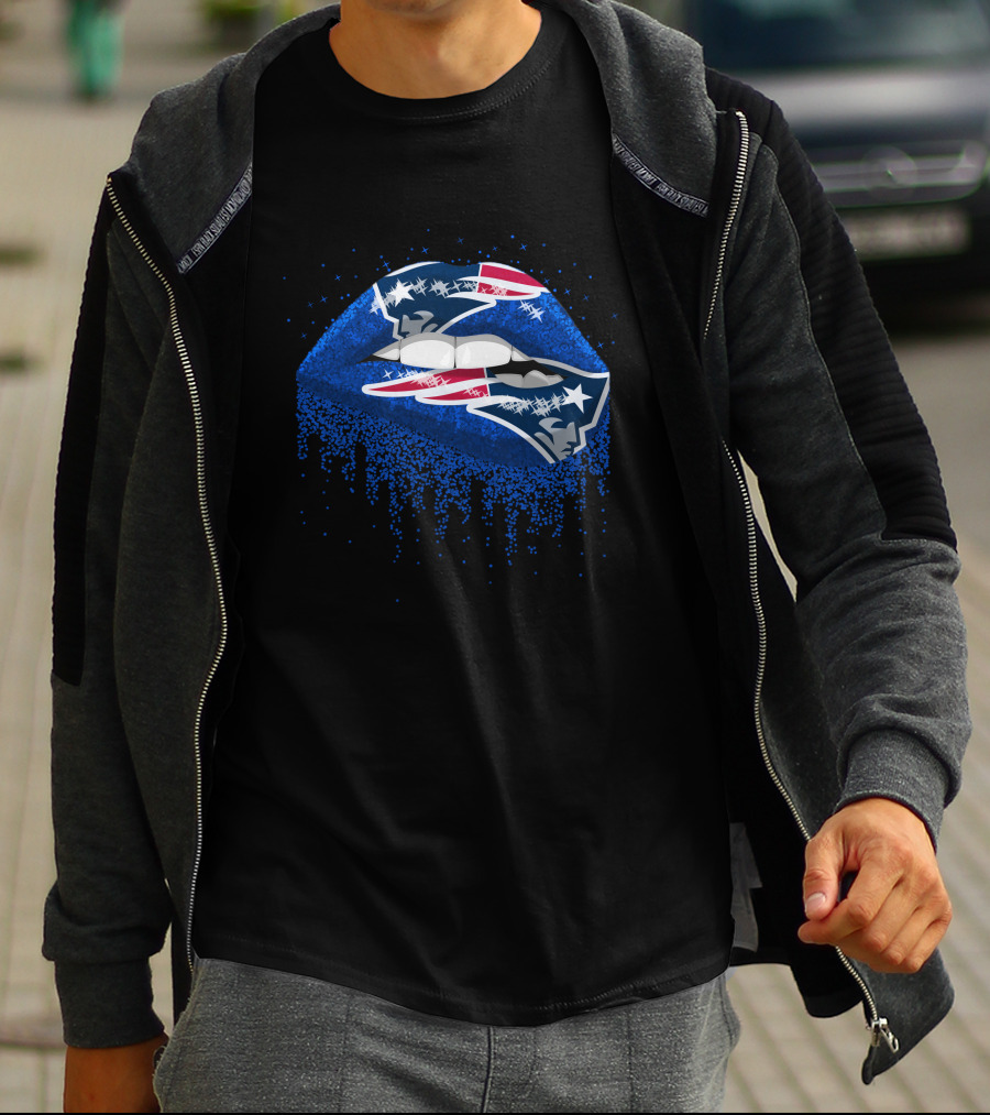 New England Patriots Blue Lips T-Shirt
