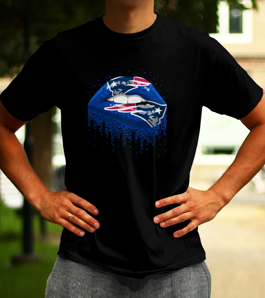 New England Patriots Blue Lips T-Shirt