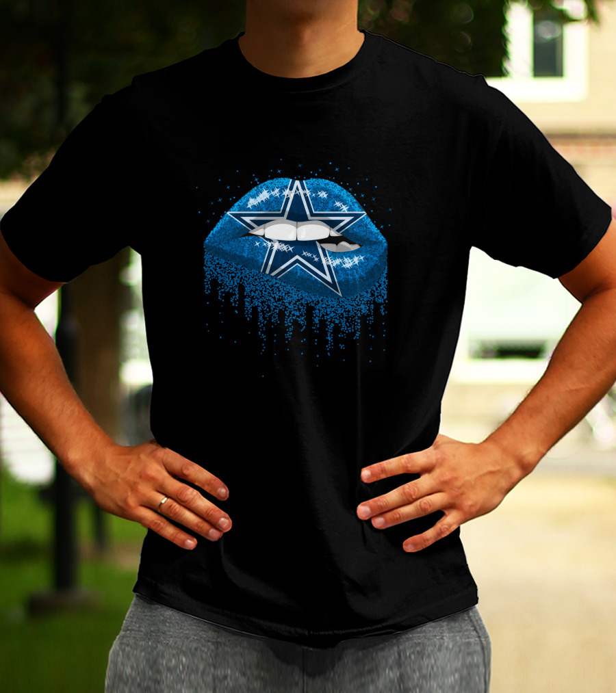 Dallas Cowboys Star Glitter Lips T-Shirt