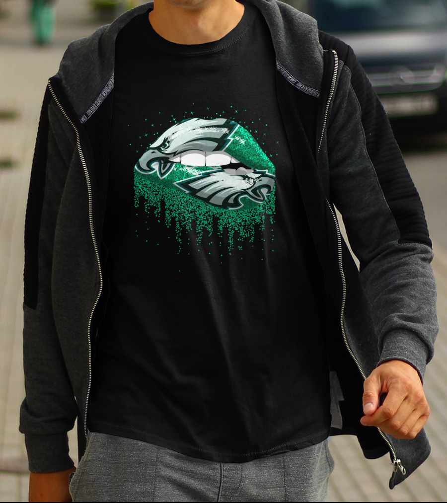Philadelphia Eagles Glitter Lips T-Shirt