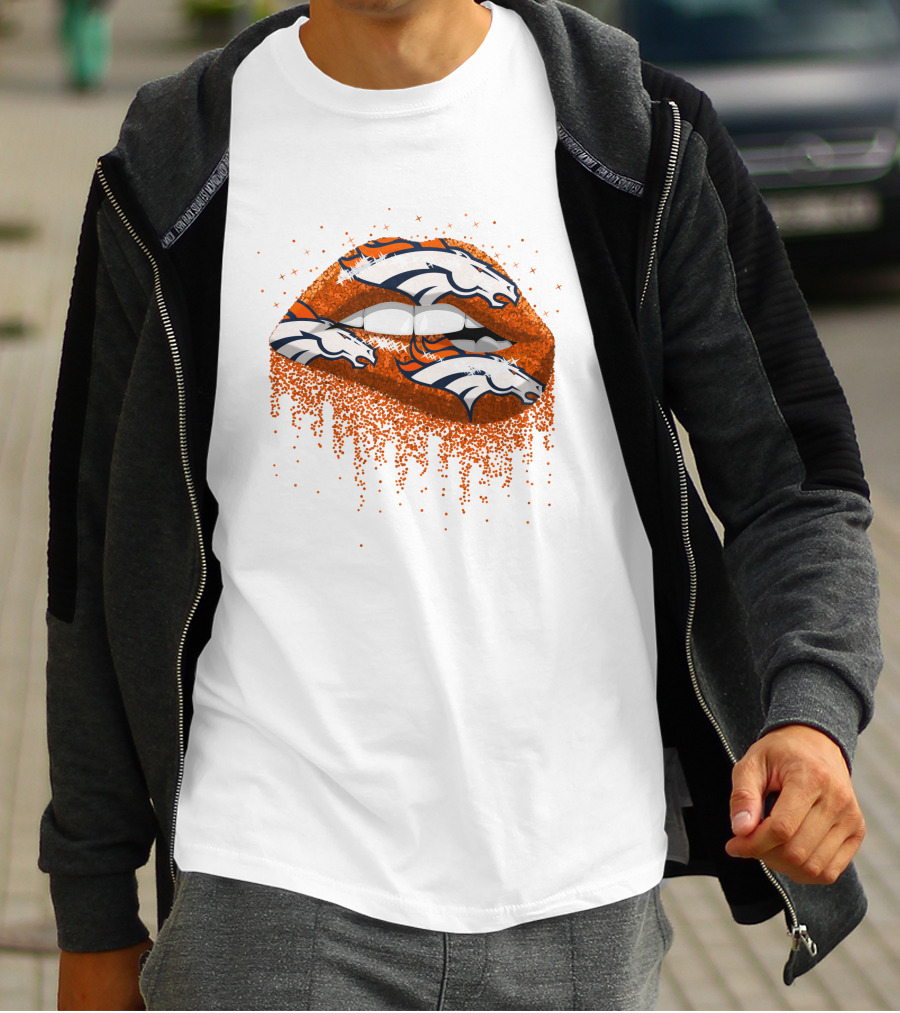 Denver Broncos Glitter Lips T-Shirt