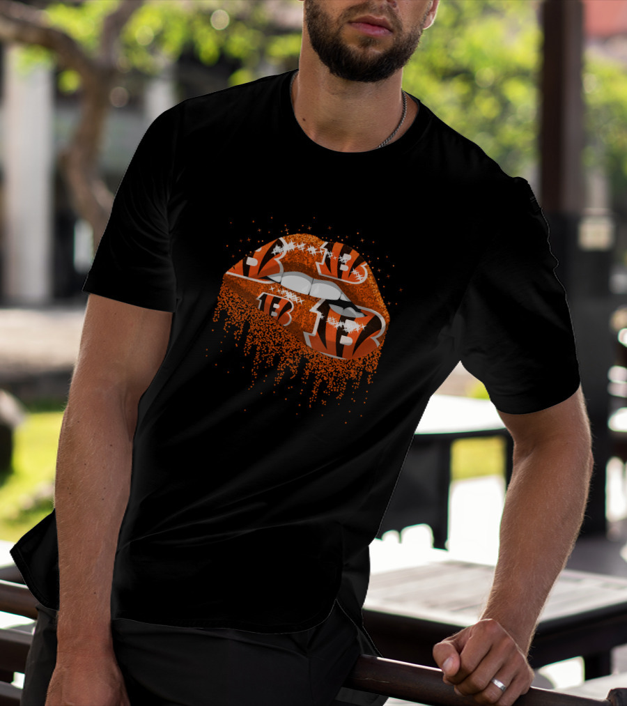 Cincinnati Bengals Tiger Stripe Lips Pattern Fan Merchandise T-Shirt
