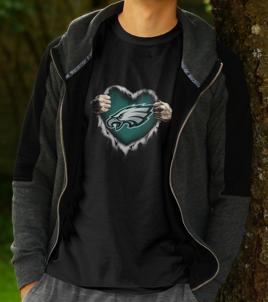 Philadelphia Eagles Heart Ripped Open T-Shirt
