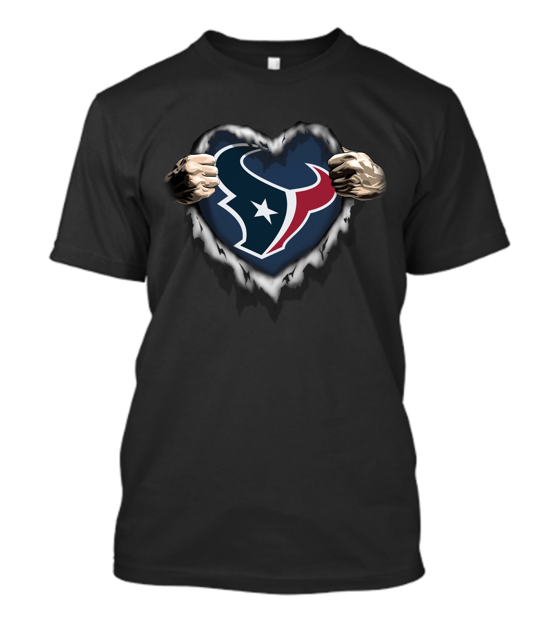 Houston Texans Heart Ripped Open T-Shirt