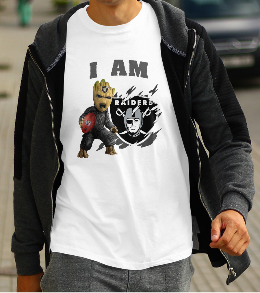 I Am Groot Raiders Football Character With Las Vegas Raiders T-Shirt
