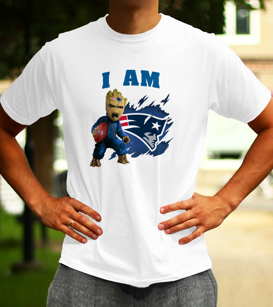I Am Groot New England Patriots Football Character With Team T-Shirt
