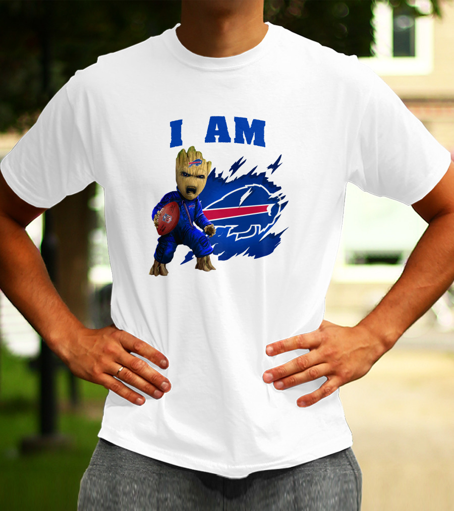 Groot Holding Football Buffalo Bills Logo I Am T-Shirt