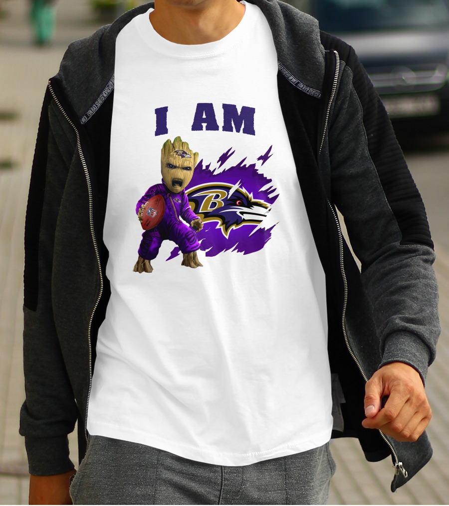 I Am Groot Baltimore Ravens Football Fan T-Shirt