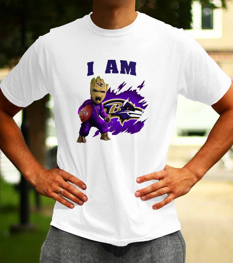 I Am Groot Baltimore Ravens Football Fan T-Shirt