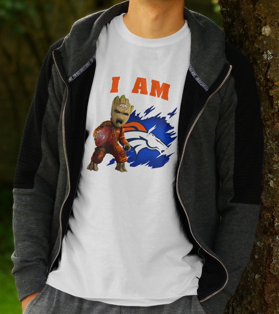 I Am Groot Denver Broncos Football Fan Character T-Shirt