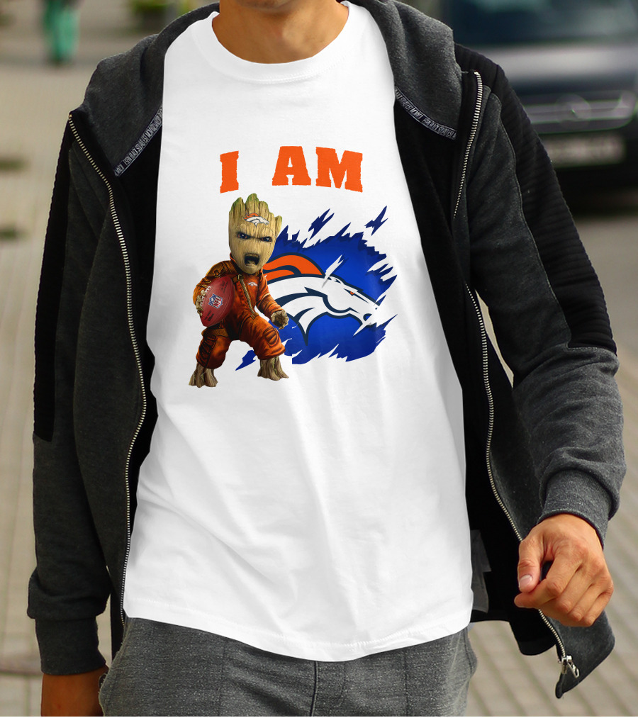 I Am Groot Denver Broncos Football Fan Character T-Shirt