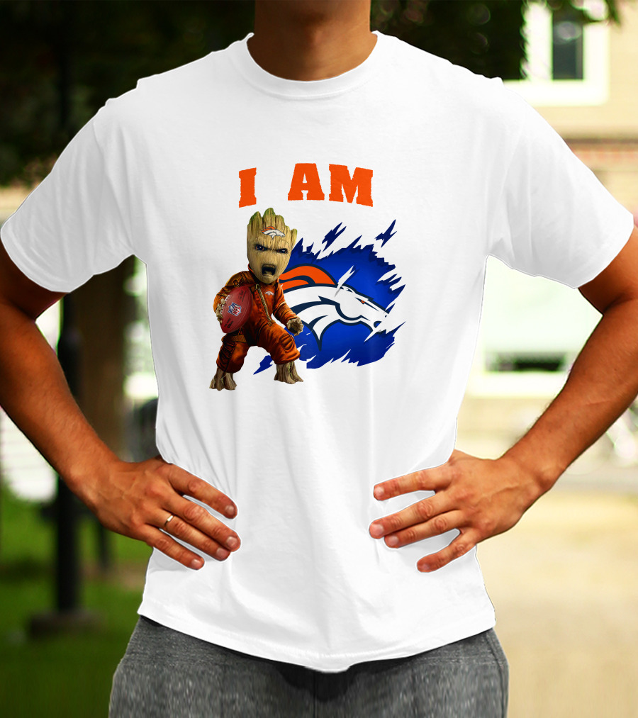 I Am Groot Denver Broncos Football Fan Character T-Shirt