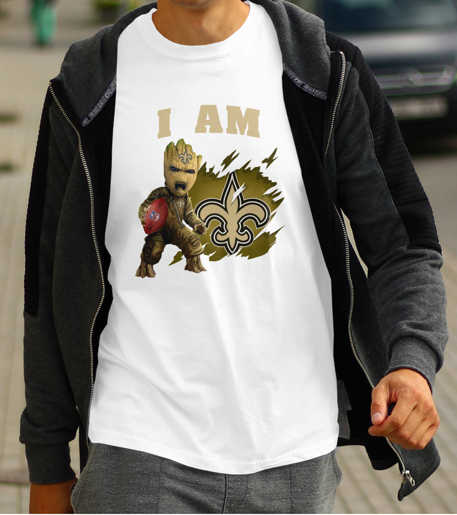 I Am Groot New Orleans Saints Football Fleur-de-lis T-Shirt