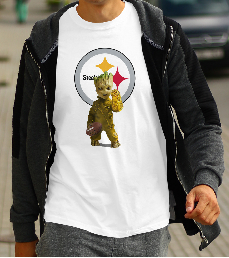 Pittsburgh Steelers Groot Football Infinity Gauntlet Fan T-Shirt