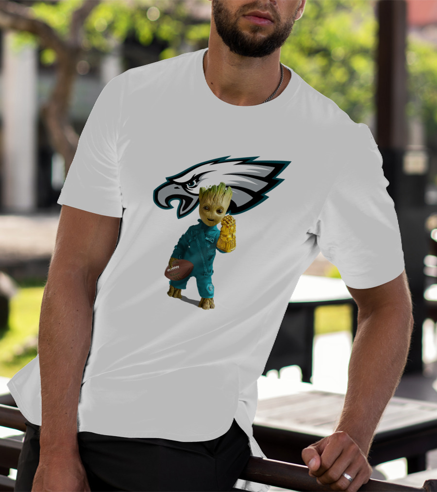 Philadelphia Eagles Baby Groot Infinity Gauntlet Football T-Shirt