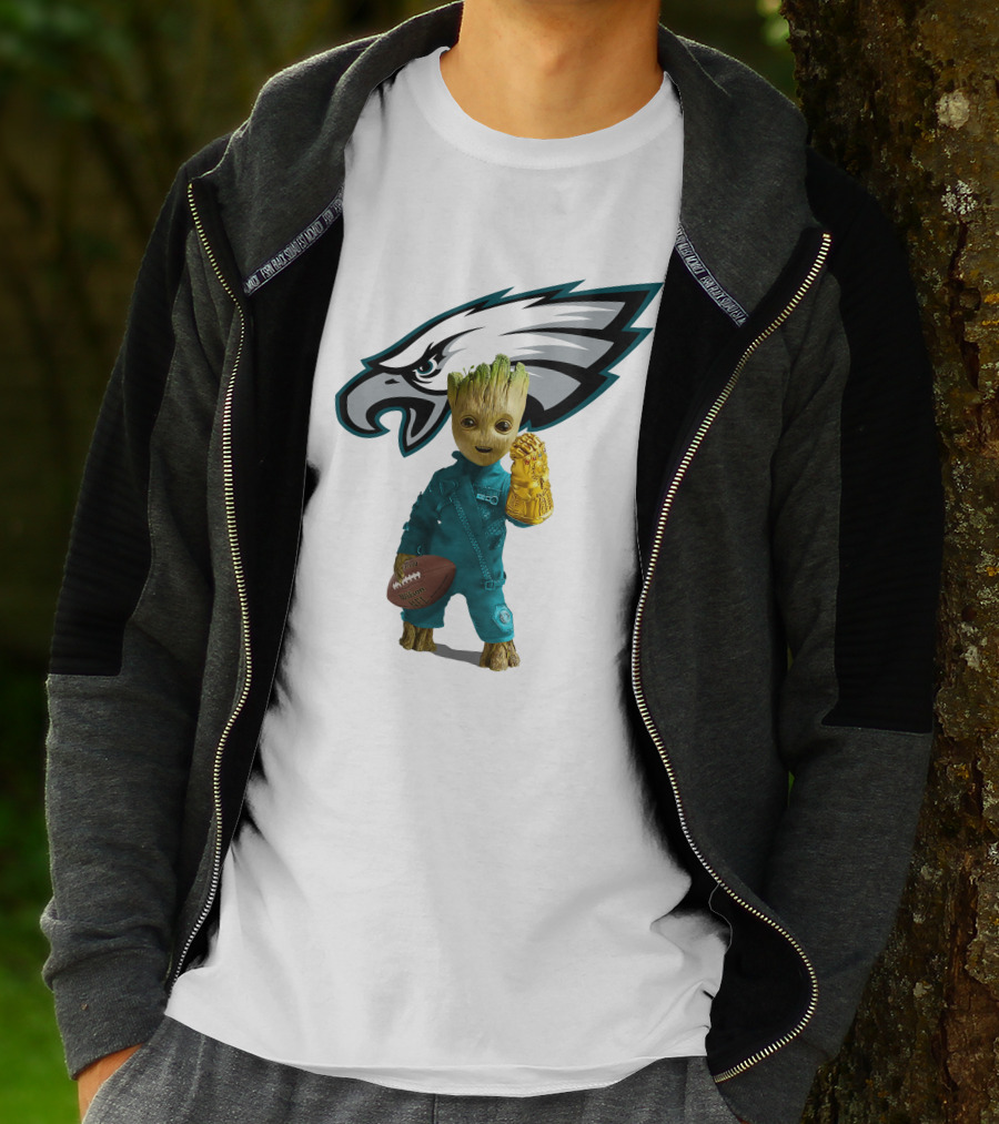 Philadelphia Eagles Baby Groot Infinity Gauntlet Football T-Shirt