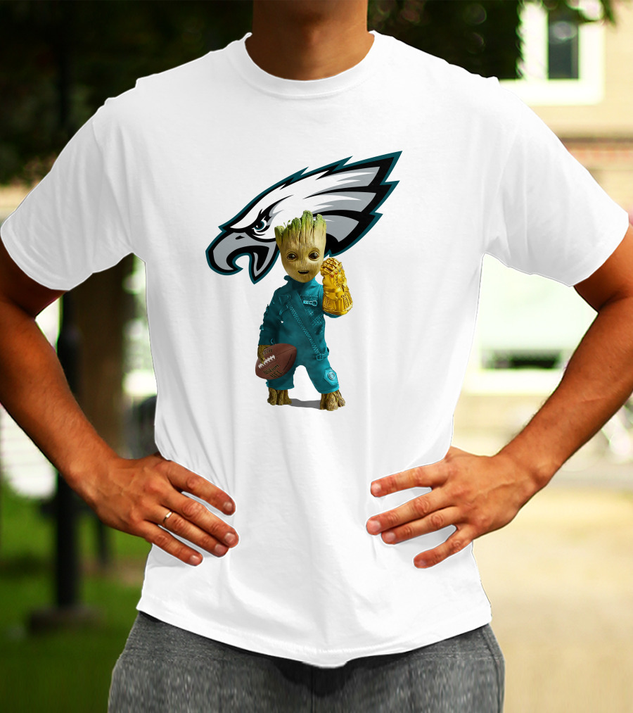 Philadelphia Eagles Baby Groot Infinity Gauntlet Football T-Shirt