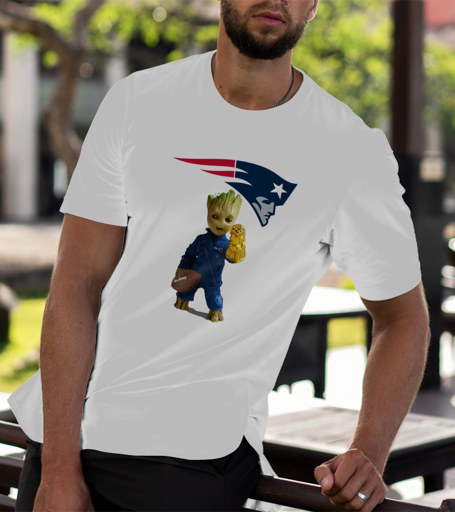New England Patriots Groot Football Infinity Gauntlet T-Shirt