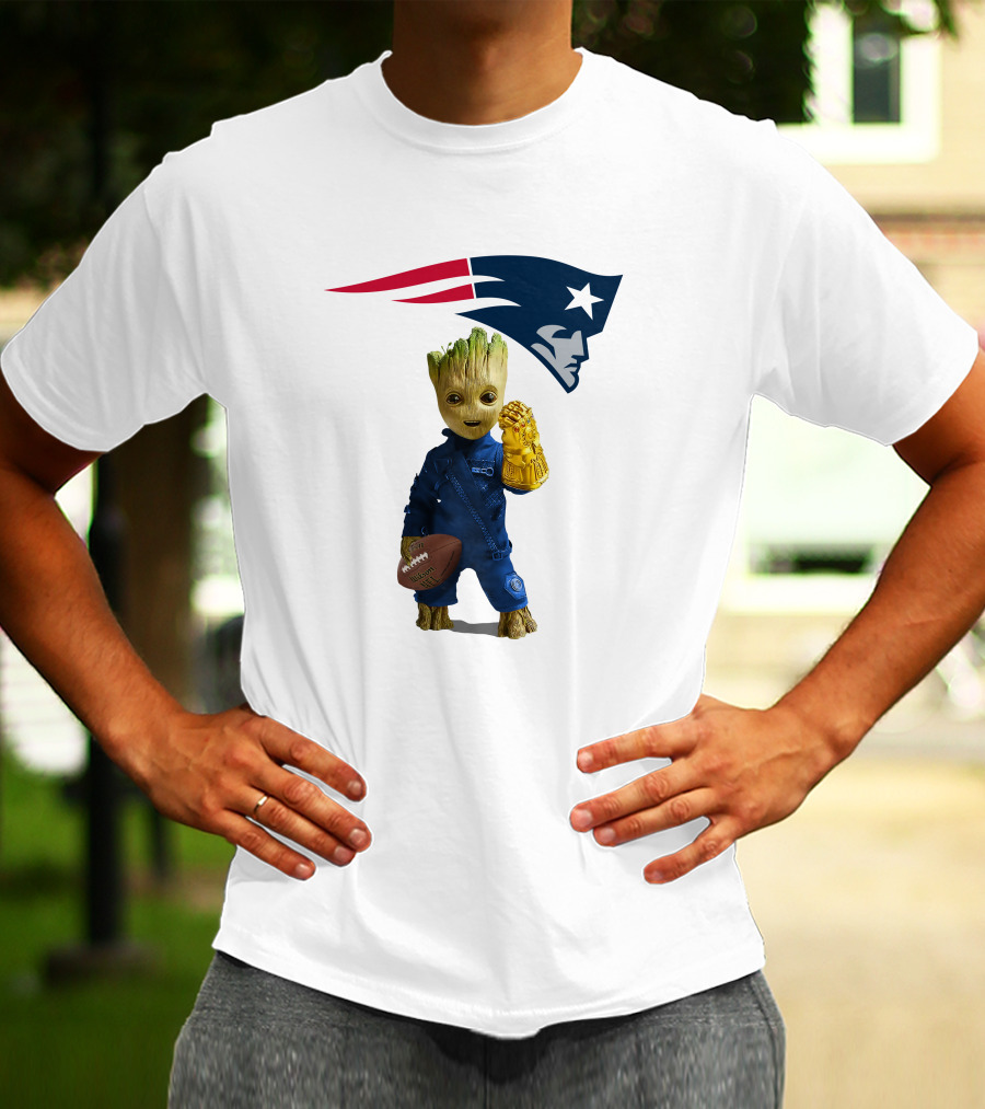 New England Patriots Groot Football Infinity Gauntlet T-Shirt