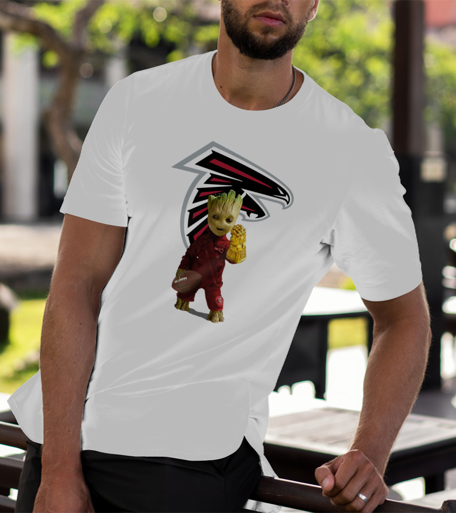 Atlanta Falcons Groot Holding Football And Glove T-Shirt