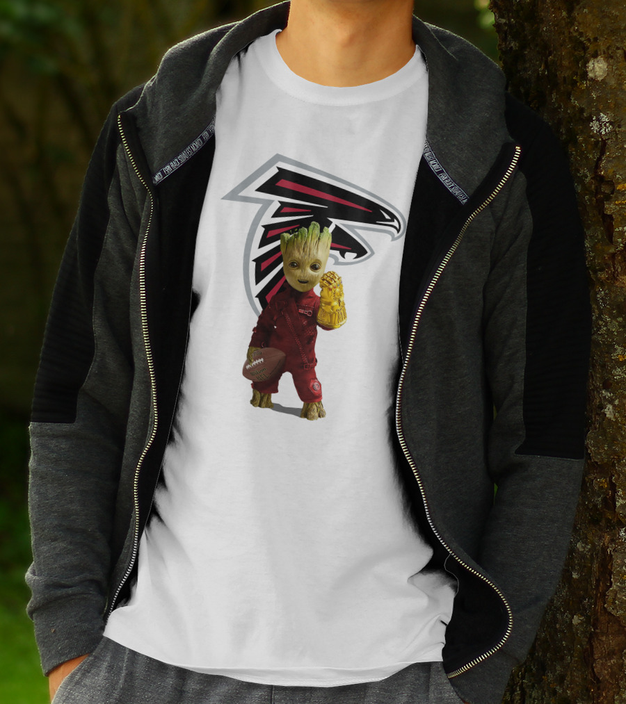 Atlanta Falcons Groot Holding Football And Glove T-Shirt