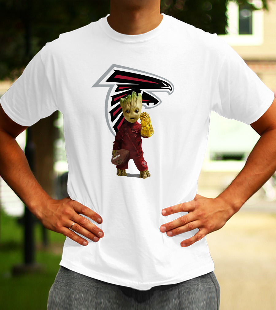 Atlanta Falcons Groot Holding Football And Glove T-Shirt