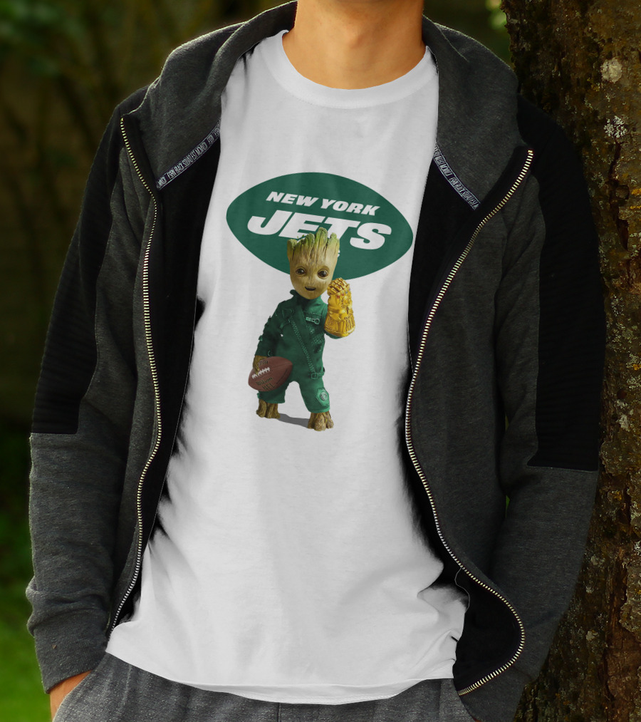New York Jets Groot Football Marvel Crossover T-Shirt