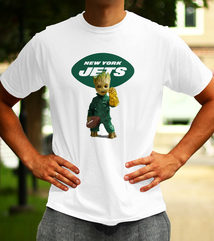 New York Jets Groot Football Marvel Crossover T-Shirt