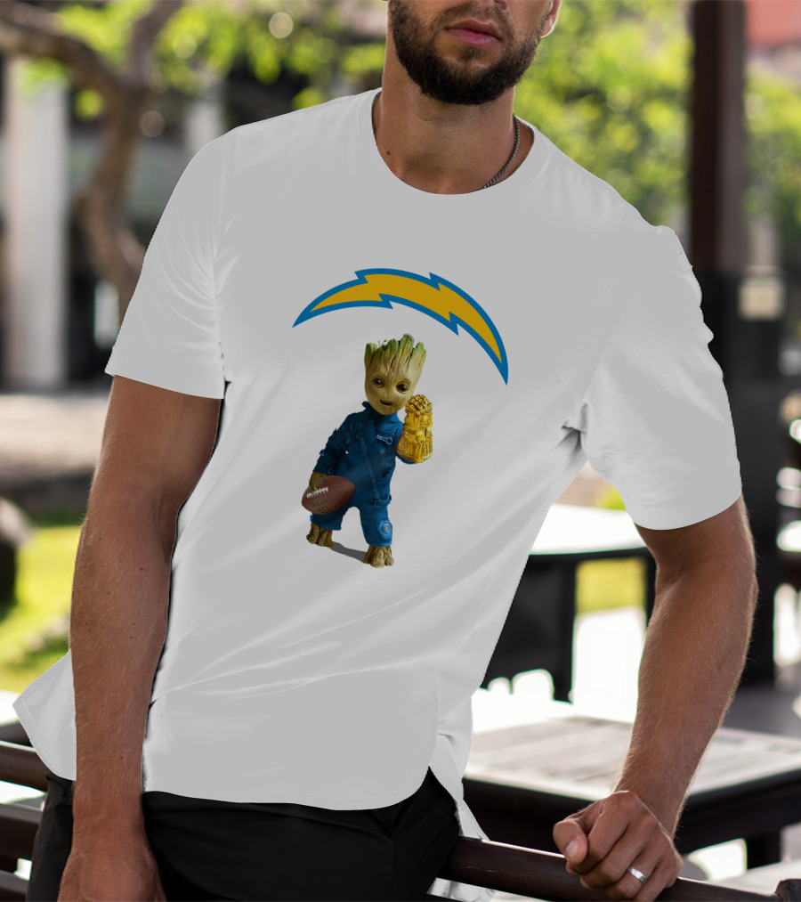 Los Angeles Chargers Groot Infinity Gauntlet Football T-Shirt