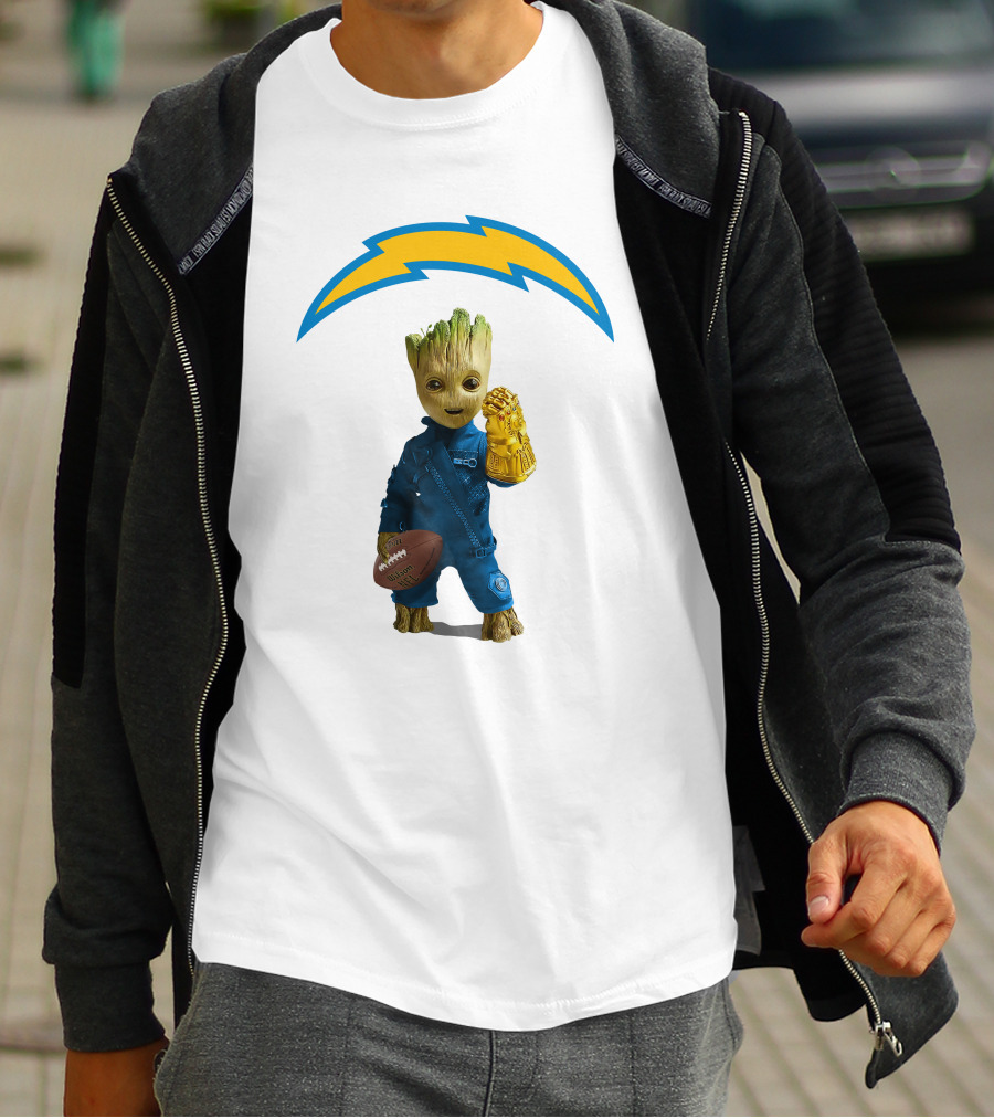 Los Angeles Chargers Groot Infinity Gauntlet Football T-Shirt