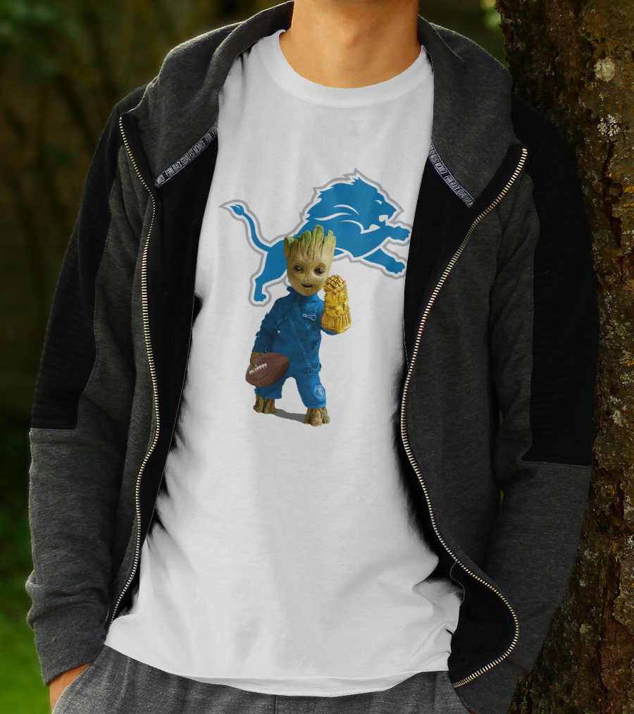 Detroit Lions Groot Avengers Football Mashup T-Shirt
