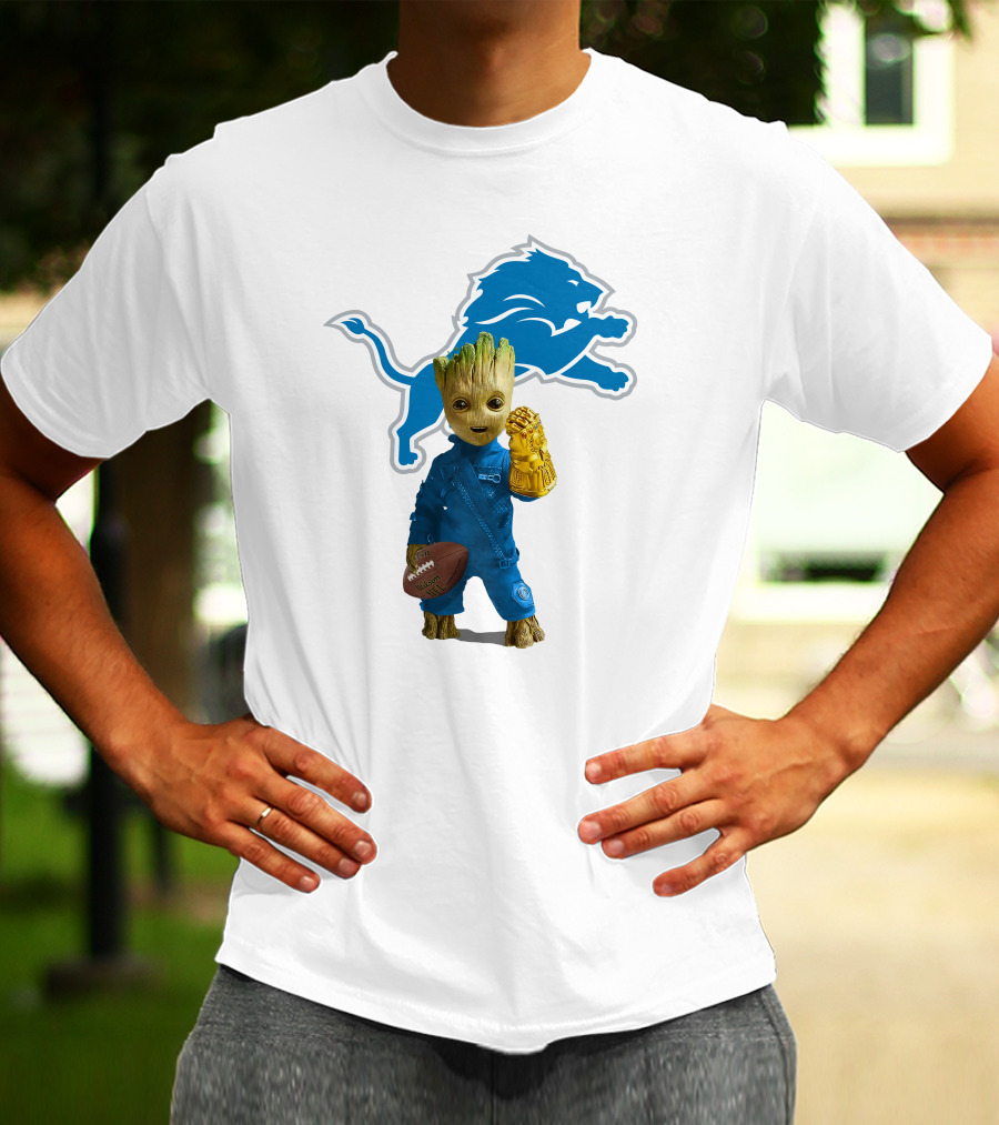 Detroit Lions Groot Avengers Football Mashup T-Shirt