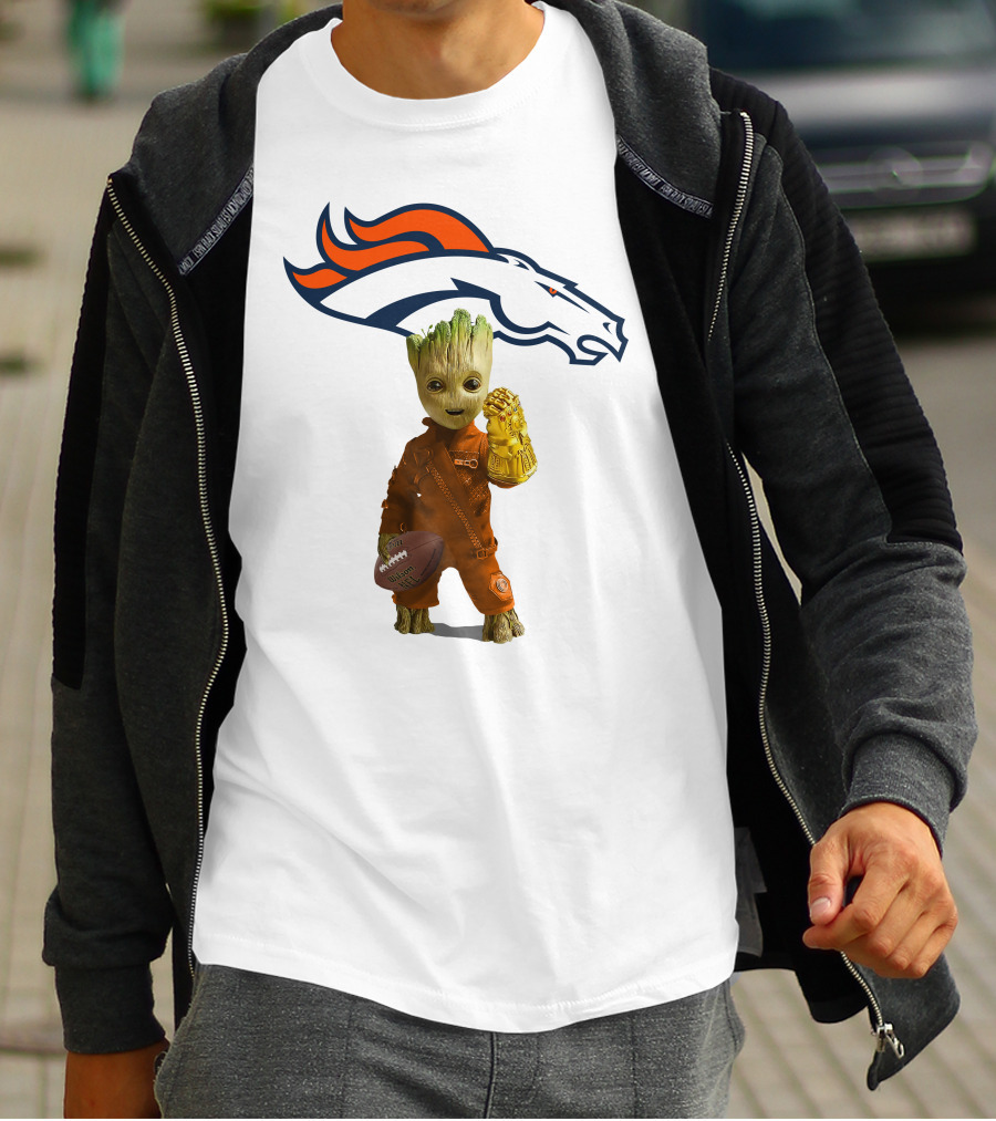 Denver Broncos Groot Infinity Gauntlet Football Fan T-Shirt