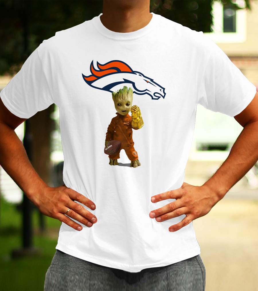 Denver Broncos Groot Infinity Gauntlet Football Fan T-Shirt