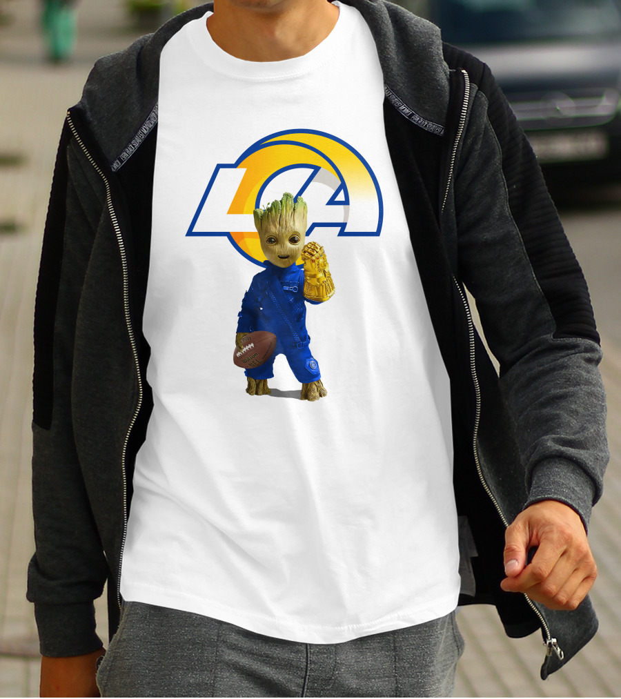 Los Angeles Rams Groot Football Infinity Gauntlet T-Shirt