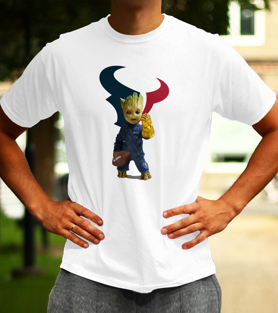 Houston Texans Groot Football Infinity Gauntlet T-Shirt