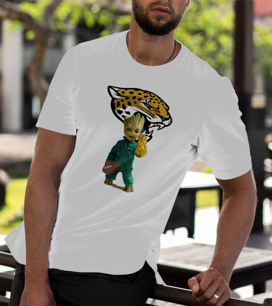 Jacksonville Jaguars Groot Football Infinity Gauntlet T-Shirt