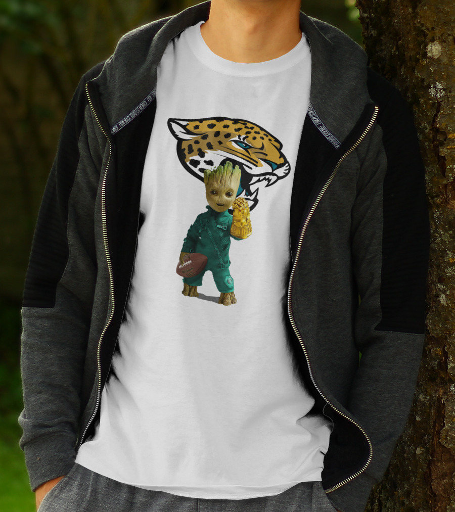 Jacksonville Jaguars Groot Football Infinity Gauntlet T-Shirt