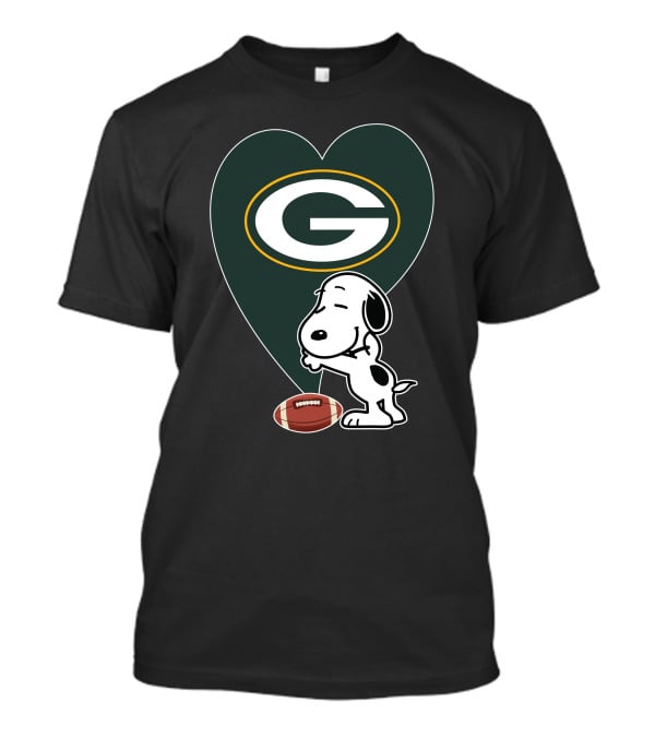 Green Bay Packers Snoopy Heart Football Hug T-Shirt