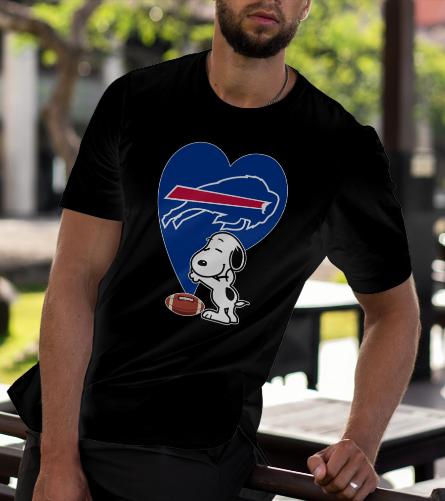 Buffalo Bills Snoopy Hug Heart Football T-Shirt