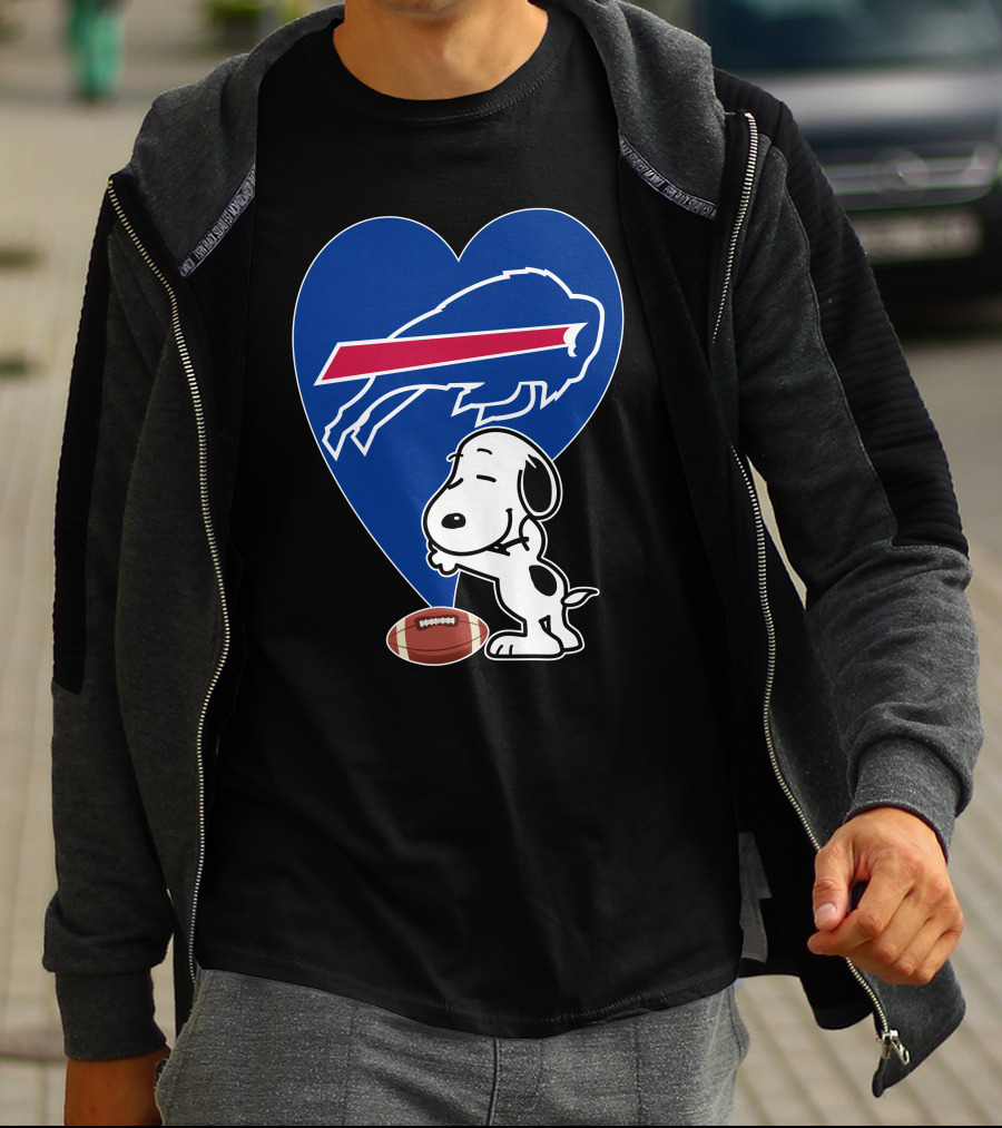 Buffalo Bills Snoopy Hug Heart Football T-Shirt