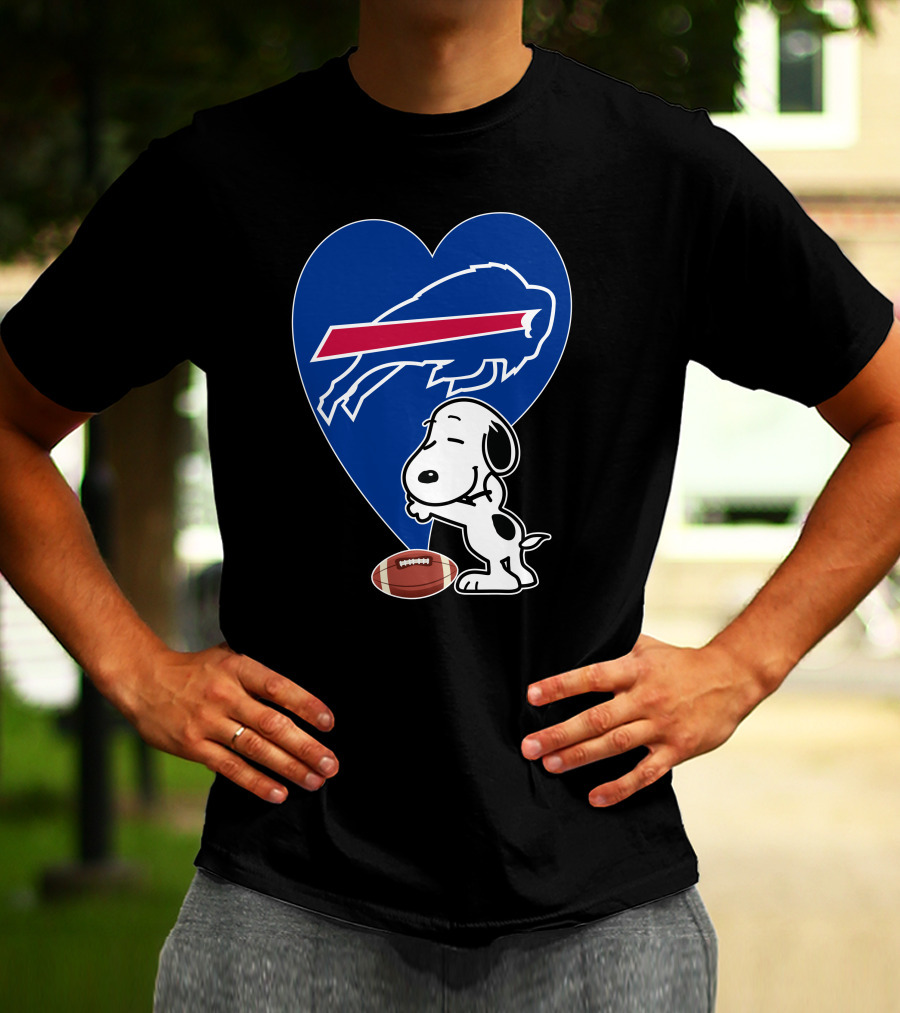 Buffalo Bills Snoopy Hug Heart Football T-Shirt